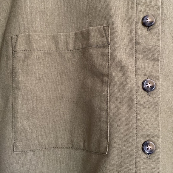 Indigo Rising Linen Blend Olive Button Up Shirt Top - Picture 4 of 7